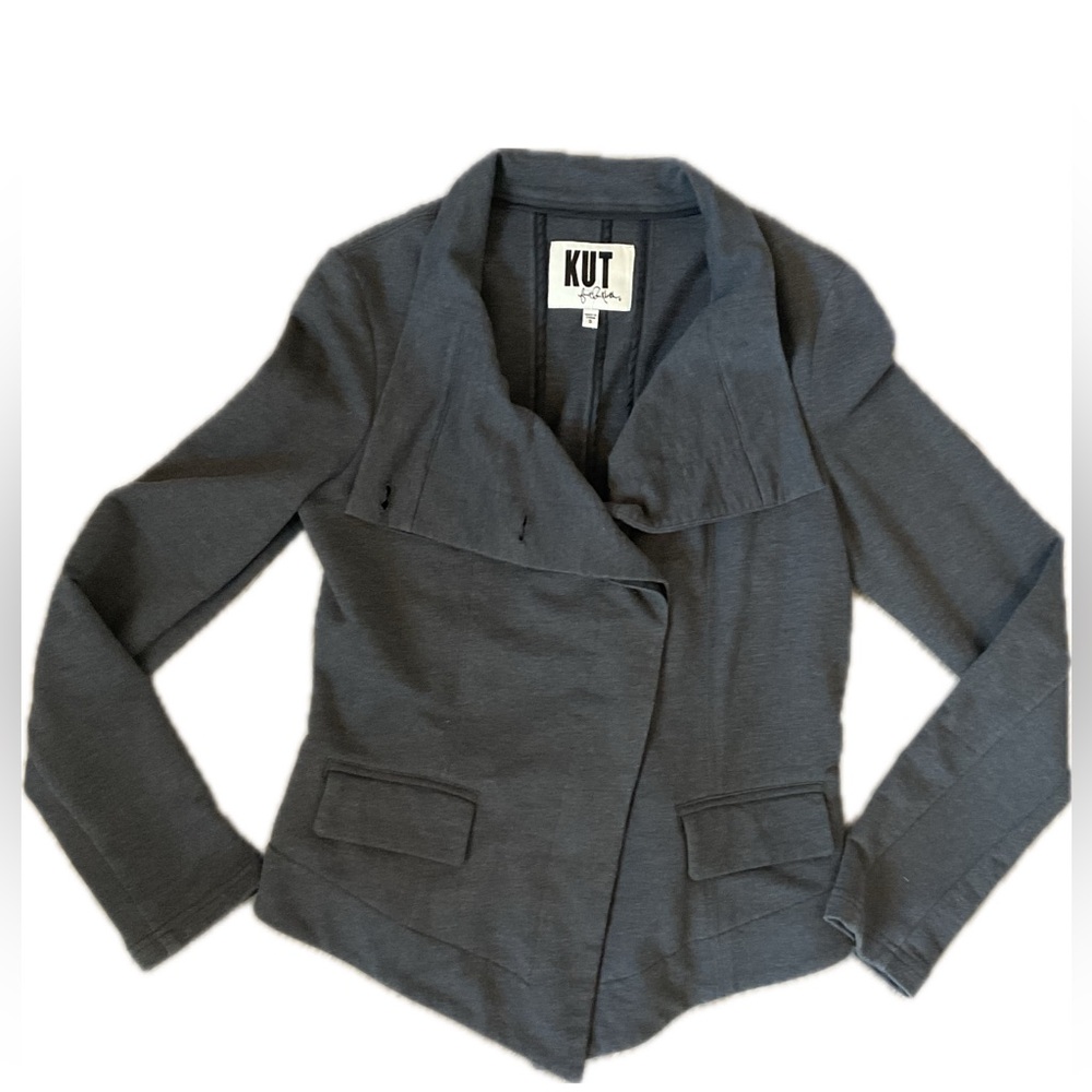 Kut from the Kloth Gray Asymmetrical Button up Sweater